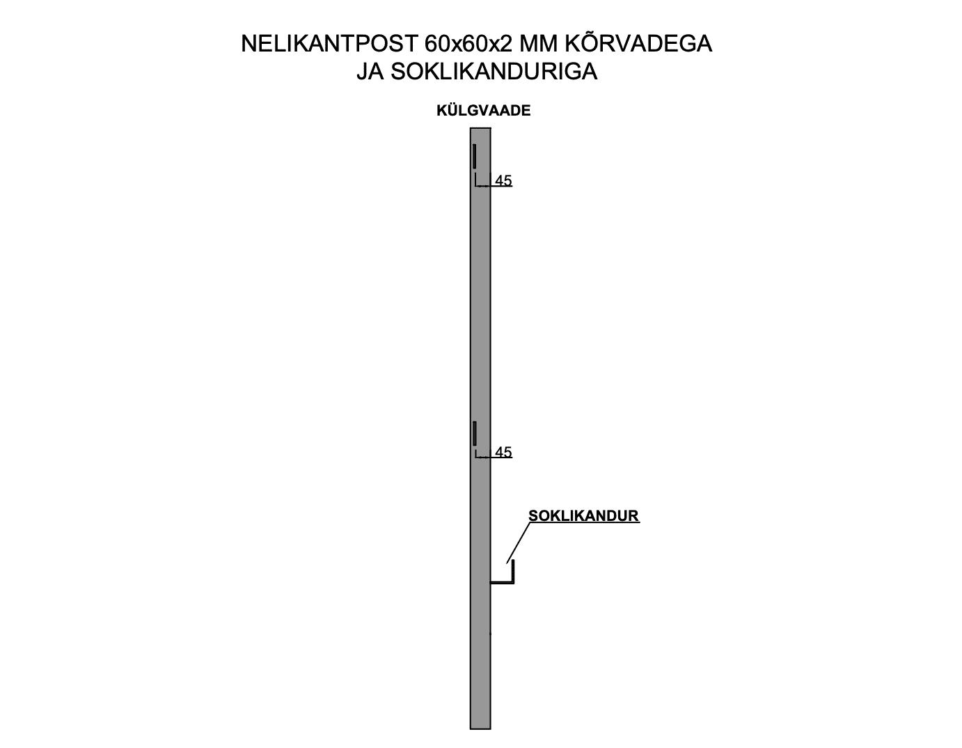 Puitaia post kõrvadega ja soklikanduriga (60x60 mm) - Pilt 2