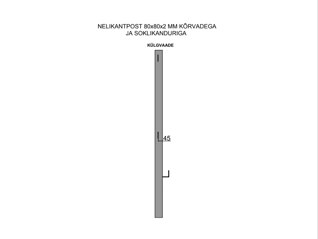 Puitaia post kõrvadega ja soklikanduriga (80x80 mm) - Pilt 2